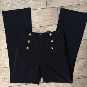 H&M Navy Flare Pants with Gold Buttons